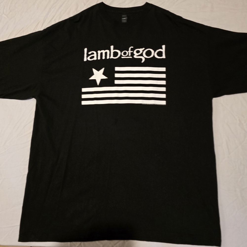 Lamb Of God- Flag Black Graphic T-Shirt